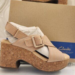 Clarks Leather "Nerisa West" Sand Nubuck Sandals. NIB. Size 5
